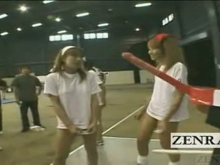 Subtitled bottomless japans gyaru groep baton relay
