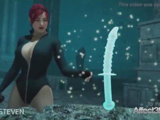 3d animacija moster seksas su a raudonas plaukai didelis papai mažutė